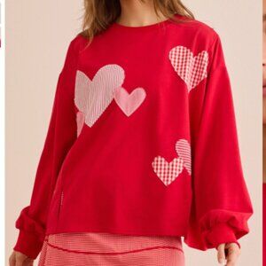 Altar'd State Red Stitched With A Heart Pullover (NWT)